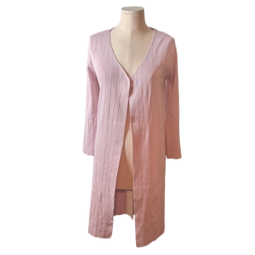 Silk and Salt Pink Ribbed Cardigan NWT Small Soft Feminine Romantic Chic Duster